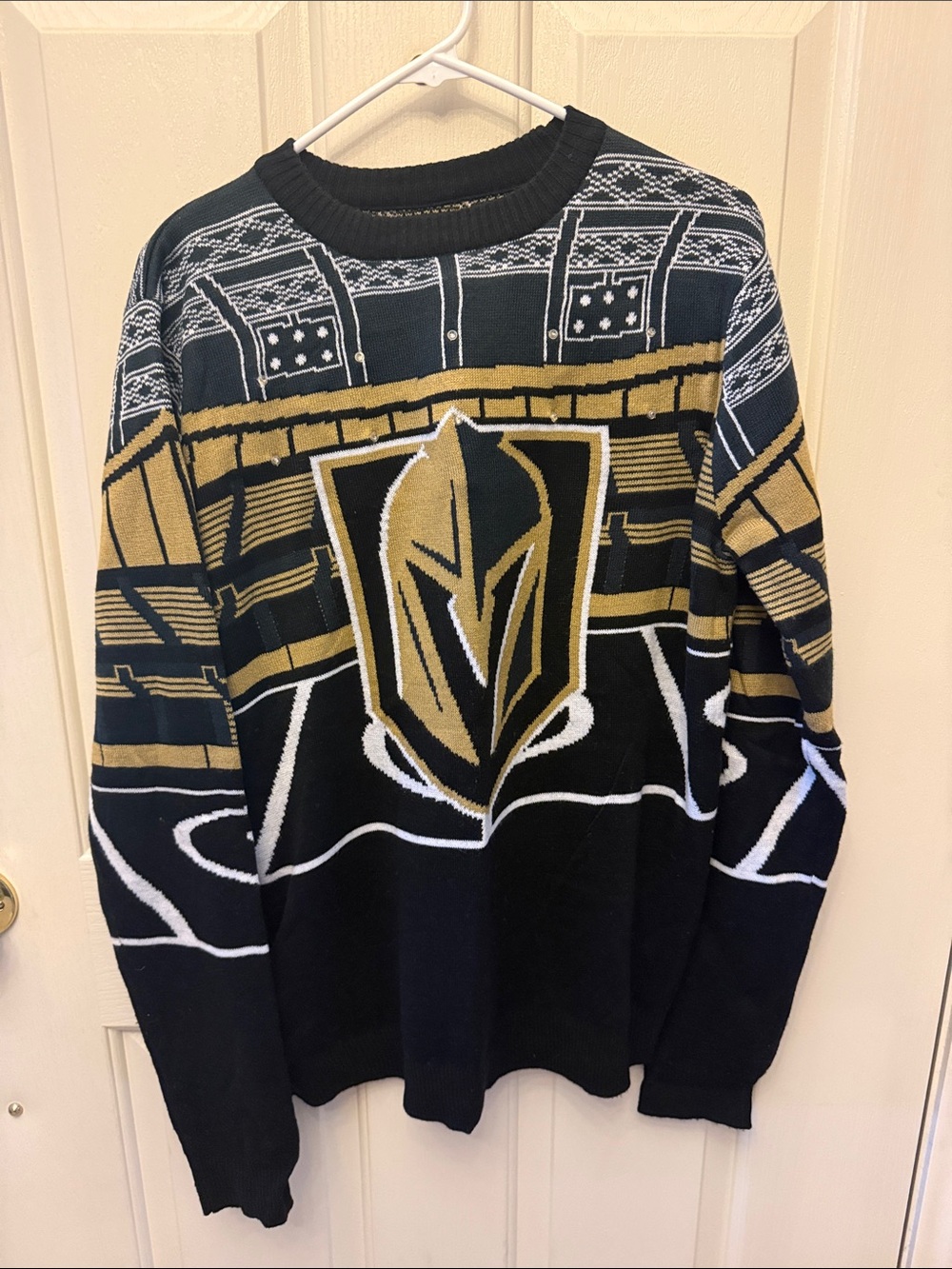 Vegas Golden Knights Men's Black and Gold Crewneck Sweater lights up!